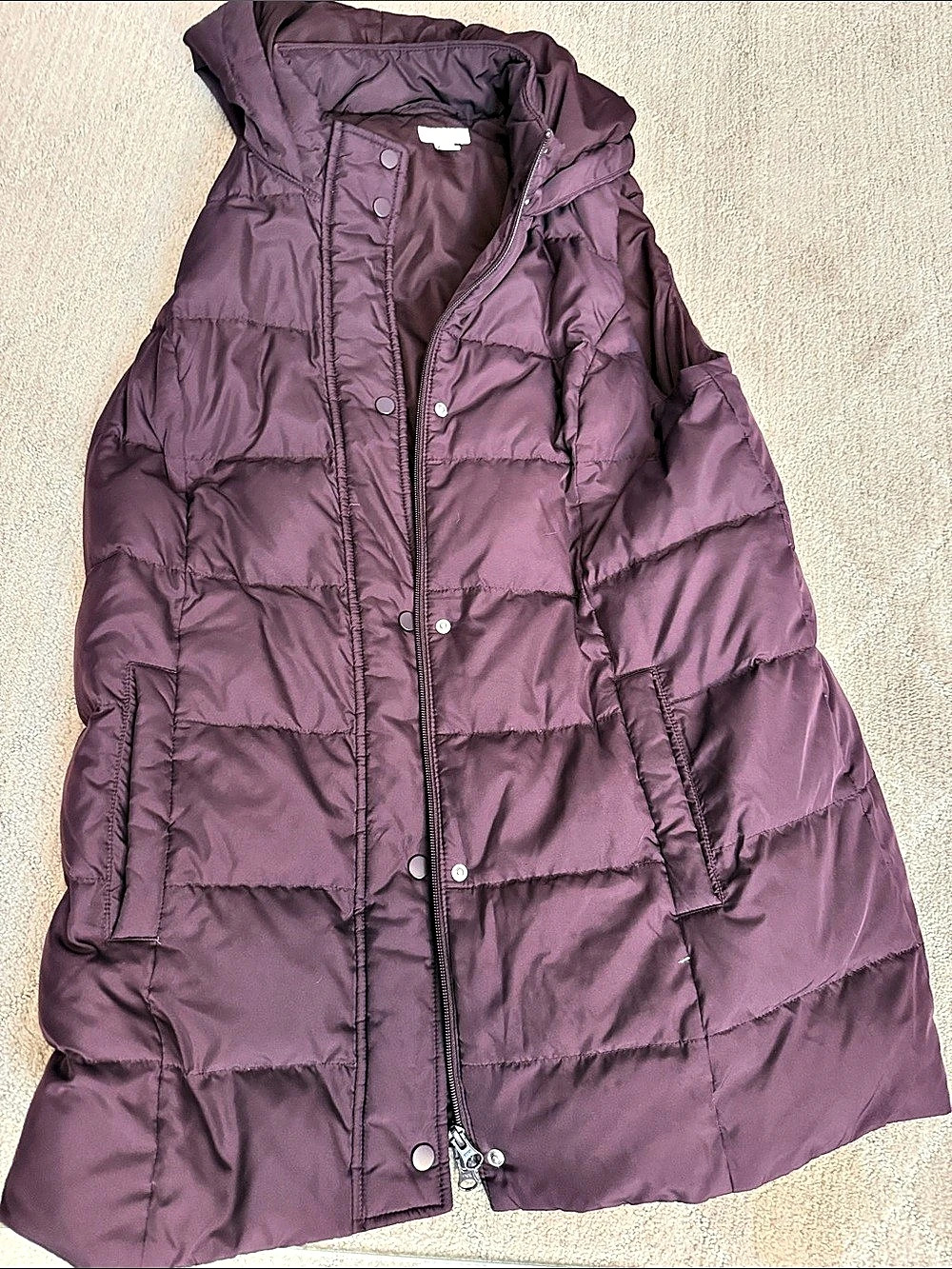J. Jill Hooded Down Puffer Vest Spiced Wine Medium